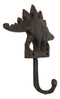 Pack Of 2 Cast Iron Rustic Jurassic Stegosaurus Dinosaur Wall Hook Sculptures