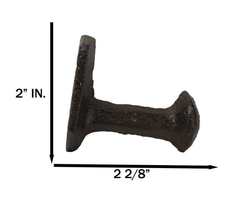 Set of 3 Cast Iron Rustic Western Rugged Railroad Nail Spike Wall Hanger Hooks