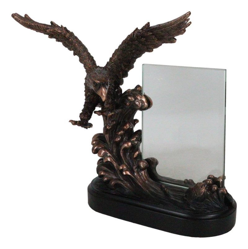 American Bald Eagle Catching Fish In Water Picture Frame Bronzed Resin Figurine