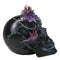 Macabre Wicca Magic Purple Hues Crystals Black Cranium Skull Figurine