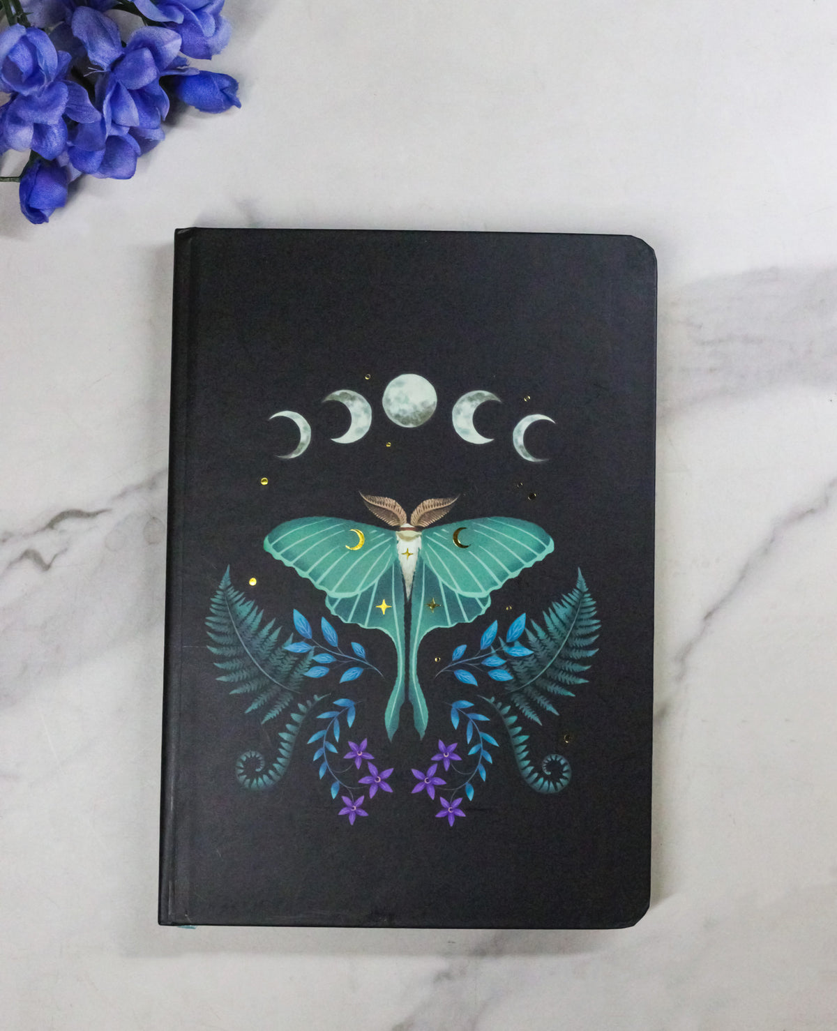 Dark Forest Lunar Phases Of The Moon Moth A5 Lined Journal Notebook 200 Pages