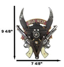 Rustic Western Texas Wild West Longhorns Dual Revolver Pistols Wall Plaque