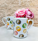 Set Of 2 Daruma Talisman Of Luck And Perseverance Textured Ceramic Mug Cups 11oz