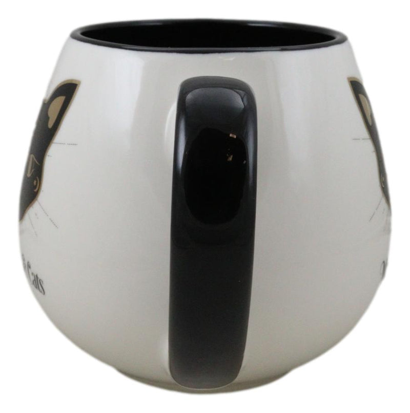 Wicca Magic Coffee Cats Feline Crescent Moon Cat With Gold Tone Ceramic Mug