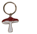 Set of 2 Lucky Toadstool Mushroom Metal Fortune Talisman Keyrings Keychains