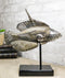 Nautical Marine Silver Tone Lyretail Anthias Fish Sculpture With Pole Stand Base