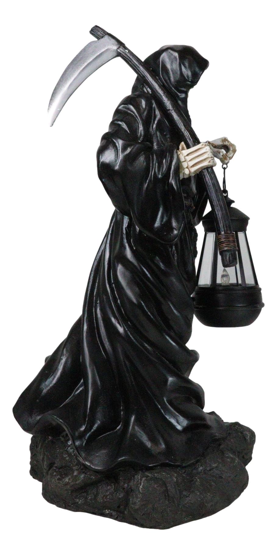 Ebros 16.5"Tall Beacon of The Styx Grim Reaper Solar Lantern LED Light Statue - Ebros Gift