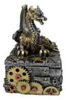 Steampunk Dragon Trinket Box Faux Gears & Pipes Clockwork Mechanical Sculpture