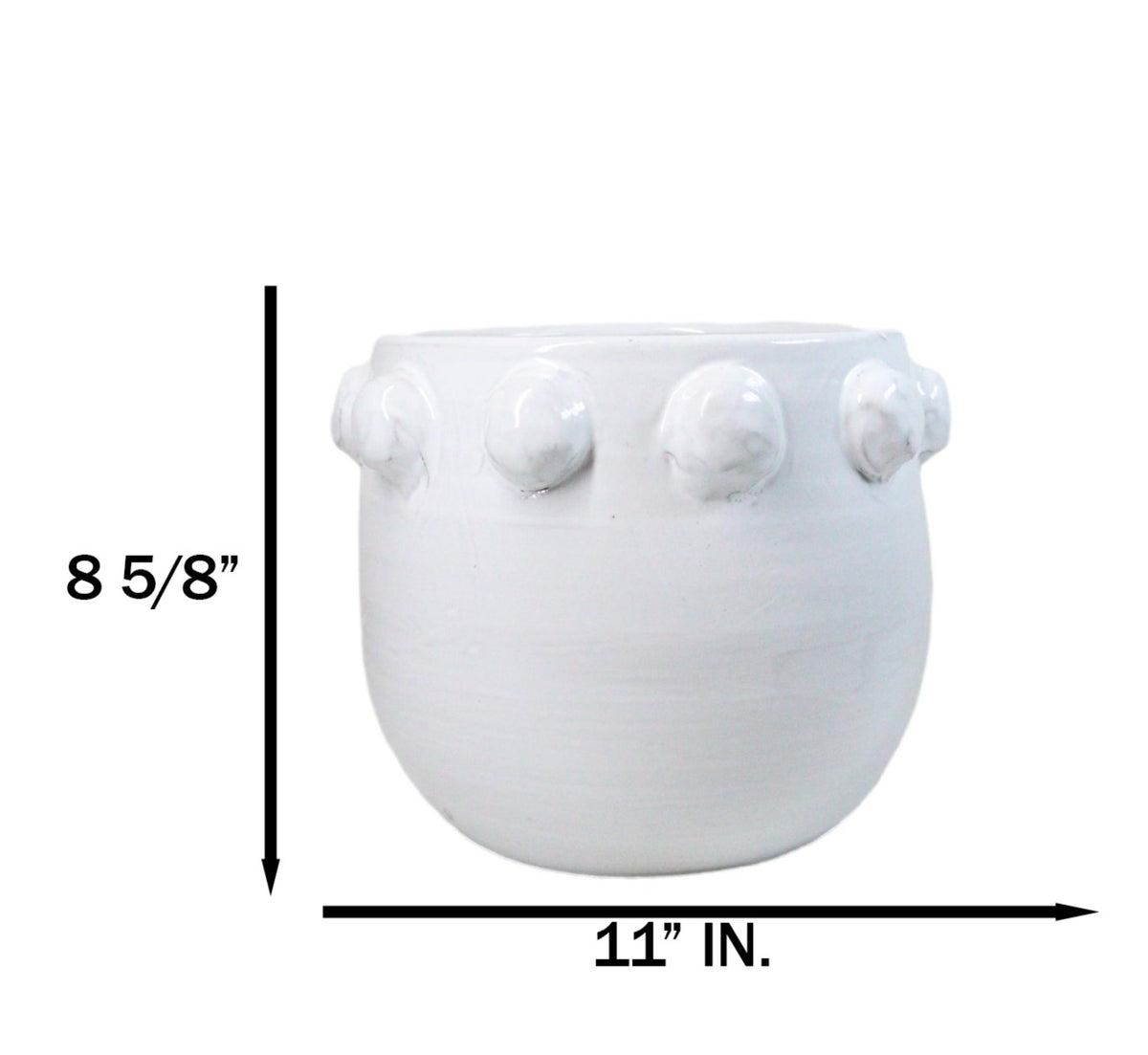 Modern Chic White Round Ribbed Design Terracotta Floral Planter Pot 11"Wide