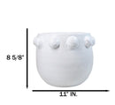 Modern Chic White Round Ribbed Design Terracotta Floral Planter Pot 11"Wide