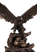 Majestic Bald Eagle Mother Spreading Her Wings Over Her Chick Bronzed Figurine