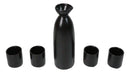Minimalistic Black Kokuyo Porcelain Sake Carafe Flask 9oz & 4 Ochoko Cups Set