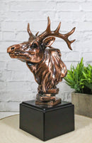 Rustic Wild Forest Woodland Wapiti Elk Deer Bust Trophy Figurine With Base Stand