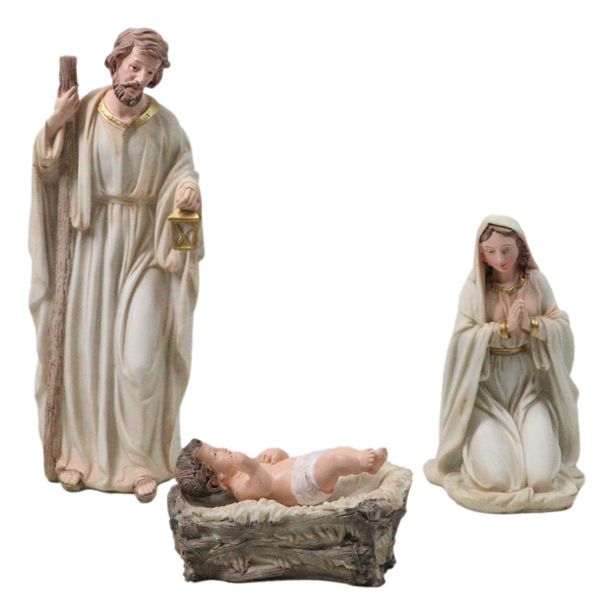 Christmas Nativity Mary Joseph Jesus Wise Men Angel 11 Pc Figurines Off White 8"