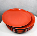 Set Of 6 Traditional Round 10"D Solid Red Black Large Melamine Dinner Plates