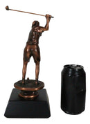 Professional Lady Golfer Swinging Golf Club On A Tee Bronze Electroplated Statue