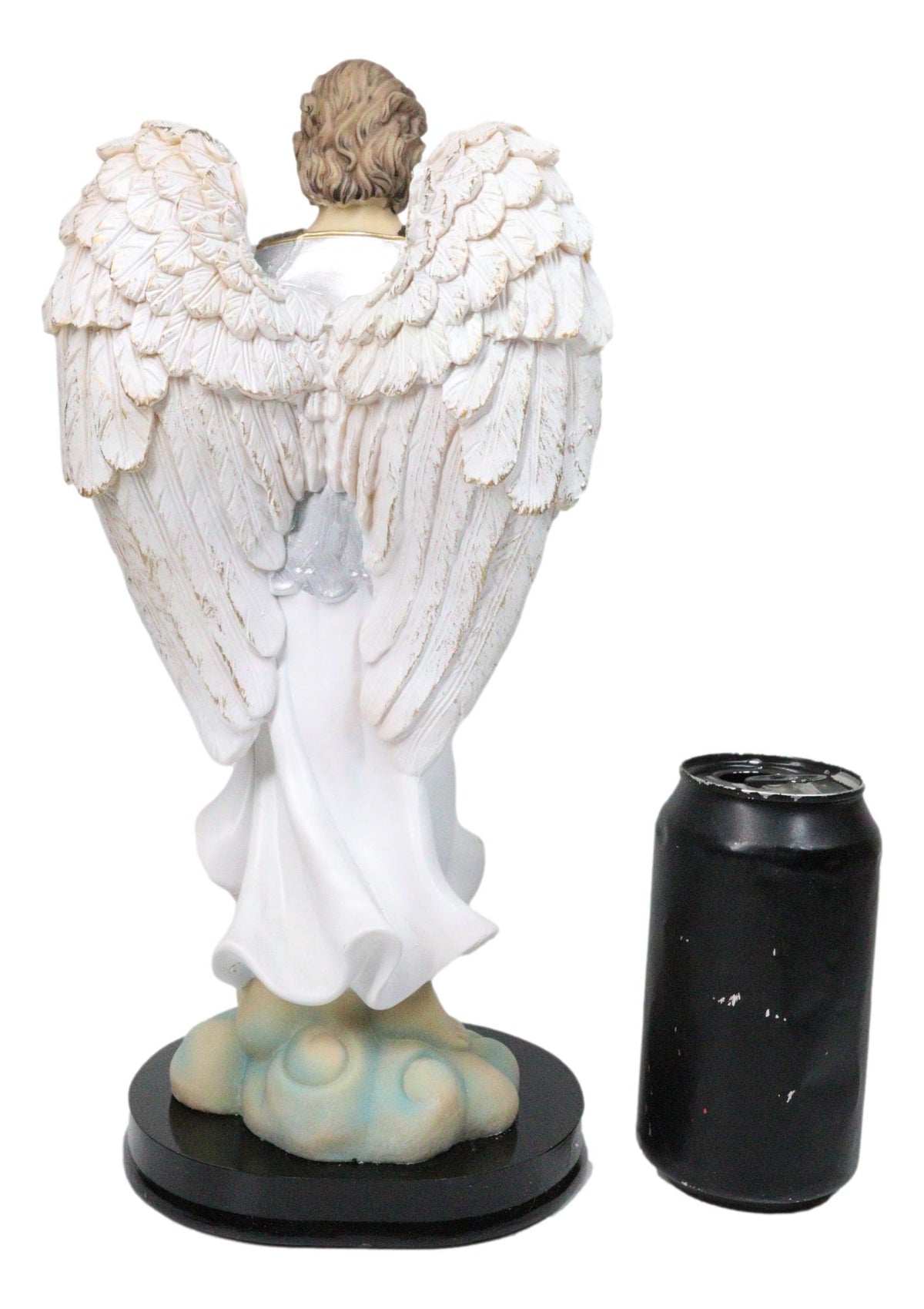 Archangel Saint Gabriel Holding Scroll and White Lotus Figurine With Base 12"H
