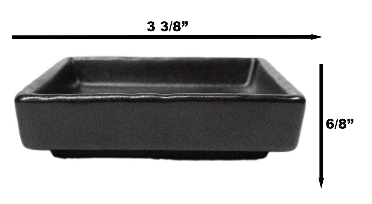 Set Of 6 Kokuyo Black Minimalist Ceramic Square Condiment Sauce Dishes 2oz