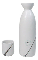 Yukino Hana Snow Flowers Porcelain Sake Carafe Flask 9oz And 4 Ochoko Cups Set