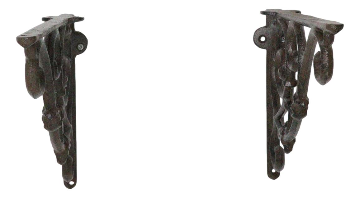 Pack of 2 Vintage Classic Rust Finish Wrought Iron Victorian Scroll Wall Hooks