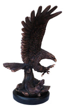 Large 24"H Bald Eagle With Open Wings By Tree Top Bronze Electroplated Statue