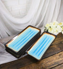 Set Of 6 Blue Aozora Kannyu Collection Ceramic Rectangular Serving Platters 12"L