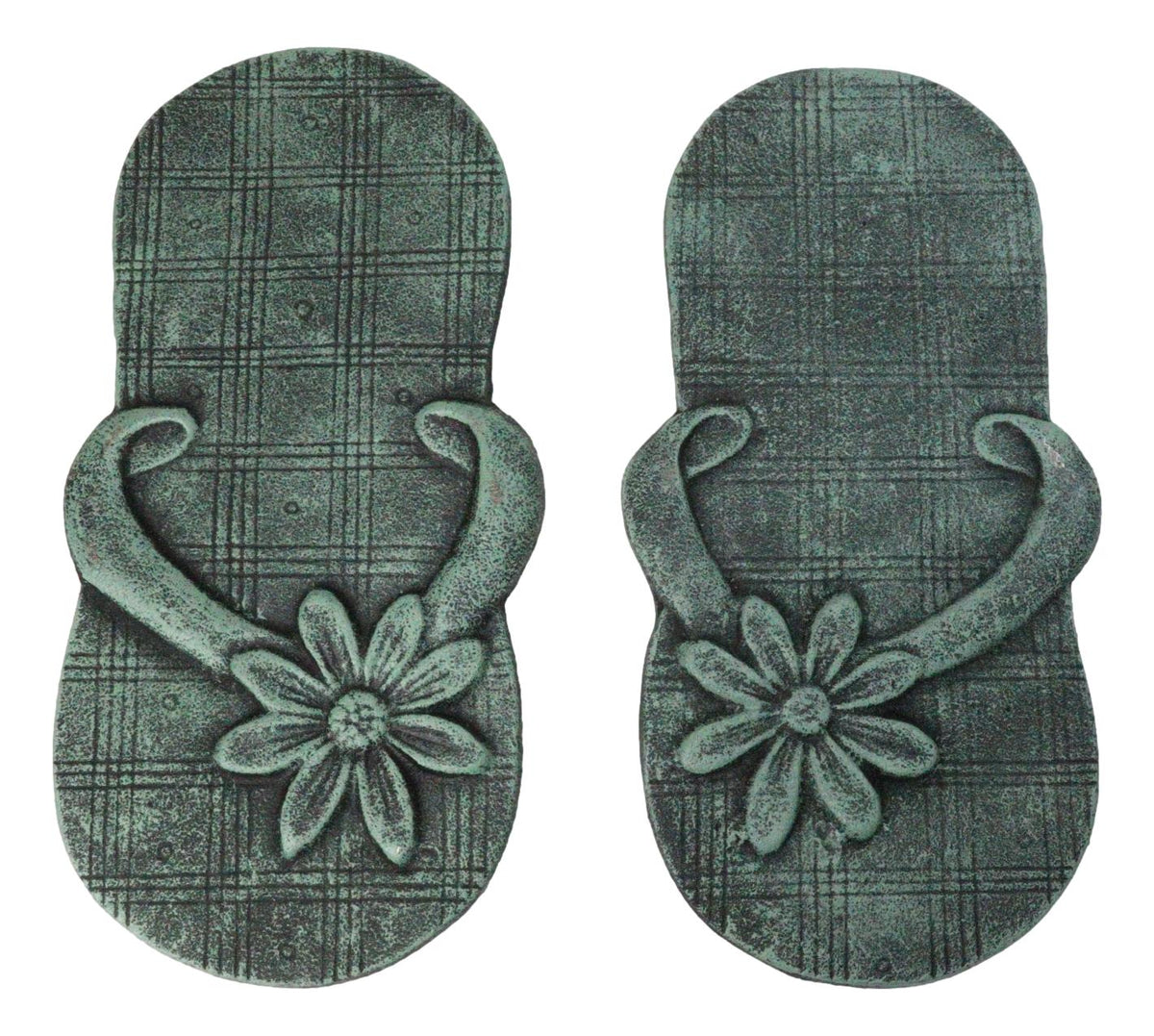 Cast Iron Flip Flop Stepping Stones Set of 2 Beach Getaway Left & Right Sandals