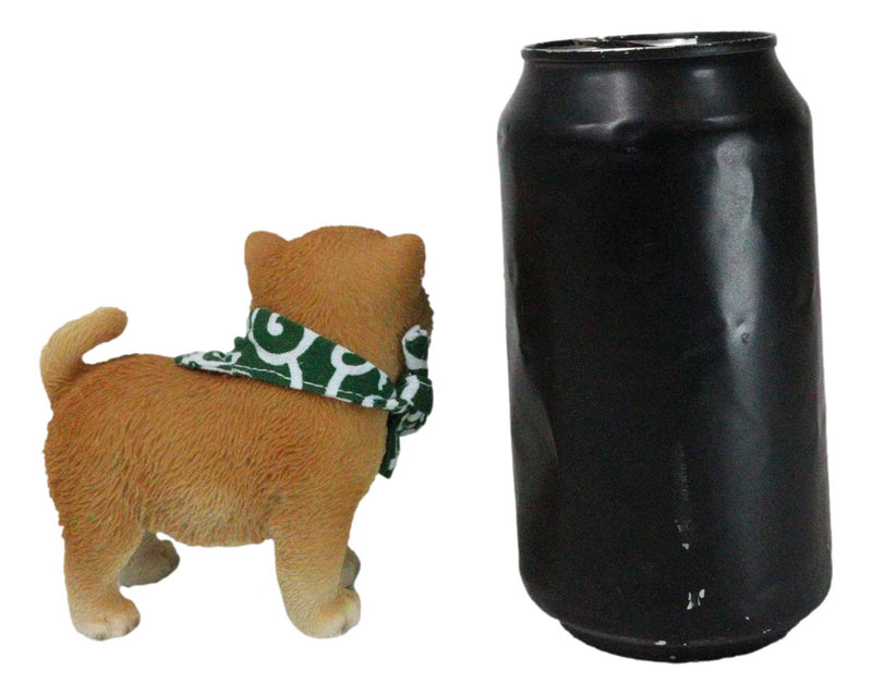 Miniature Lifelike Adorable Japanese Shiba Inu Puppy Dog with Scarf Figurine