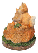 Bedtime Story Fox Snuggle Figurine Fox Family with Kits Woodland Sculpture