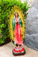Our Lady of Guadalupe With Mandorla of Rays Mother Mary Catholic Figurine 18"H