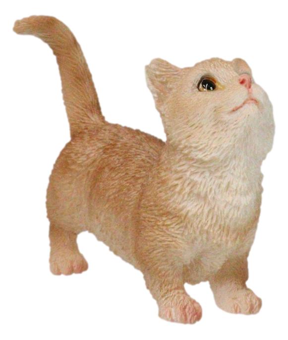 Realistic Curious Feline Orange Tabby Munchkin Cat Kitten Mini Figurine