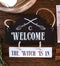 Witchcraft Welcome The Witch is in Crossed Broomsticks Wooden Wall Sign Decor