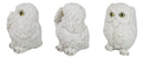 Wisdom Of The Forest See Hear Speak No Evil White Snowy Owls Mini Figurines Set