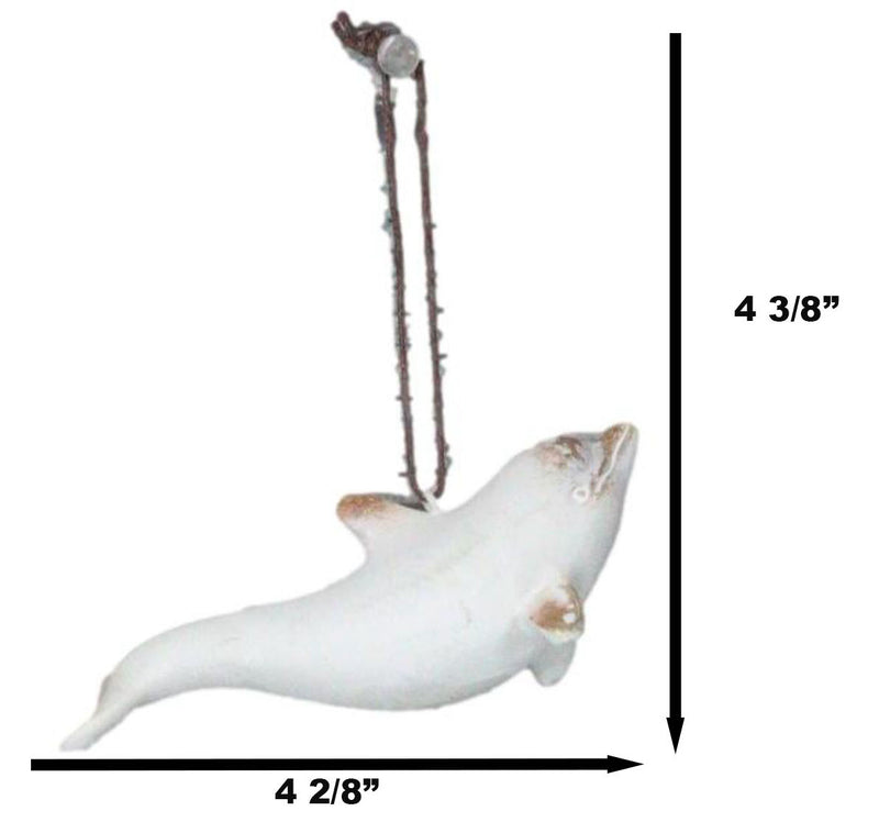 Set Of 6 Antique White Dolphins Ocean Marine Wall Hanging Decor Tree Ornaments