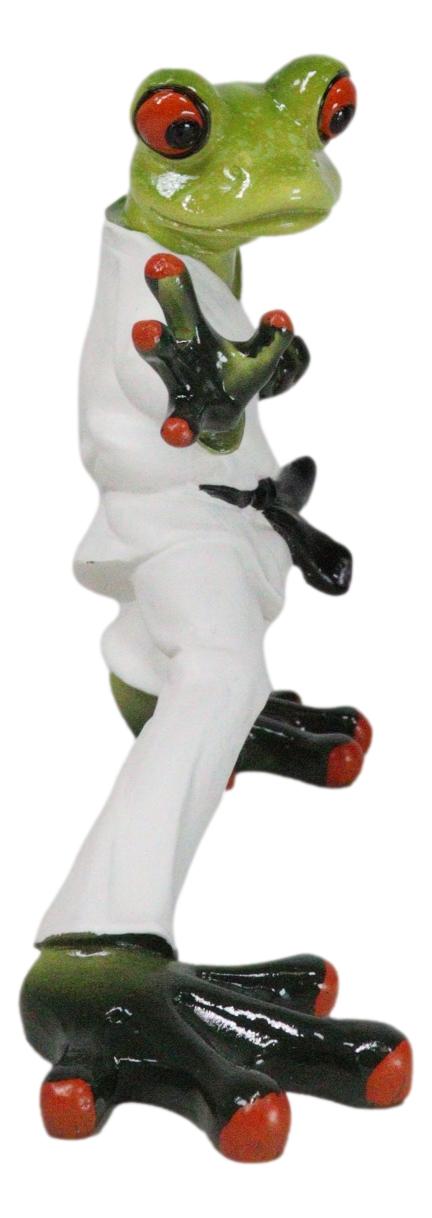 Toad Chop Karate Kid Black Belt Green Frog Martial Arts Warrior Figurine - Ebros Gift