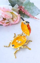 Orange Ladybird Beetle Ladybug Pewter Austrian Crystals Trinket Jewelry Box