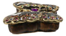 Brown Monarch Butterfly Pewter Austrian Crystals Bejewelled Trinket Jewelry Box