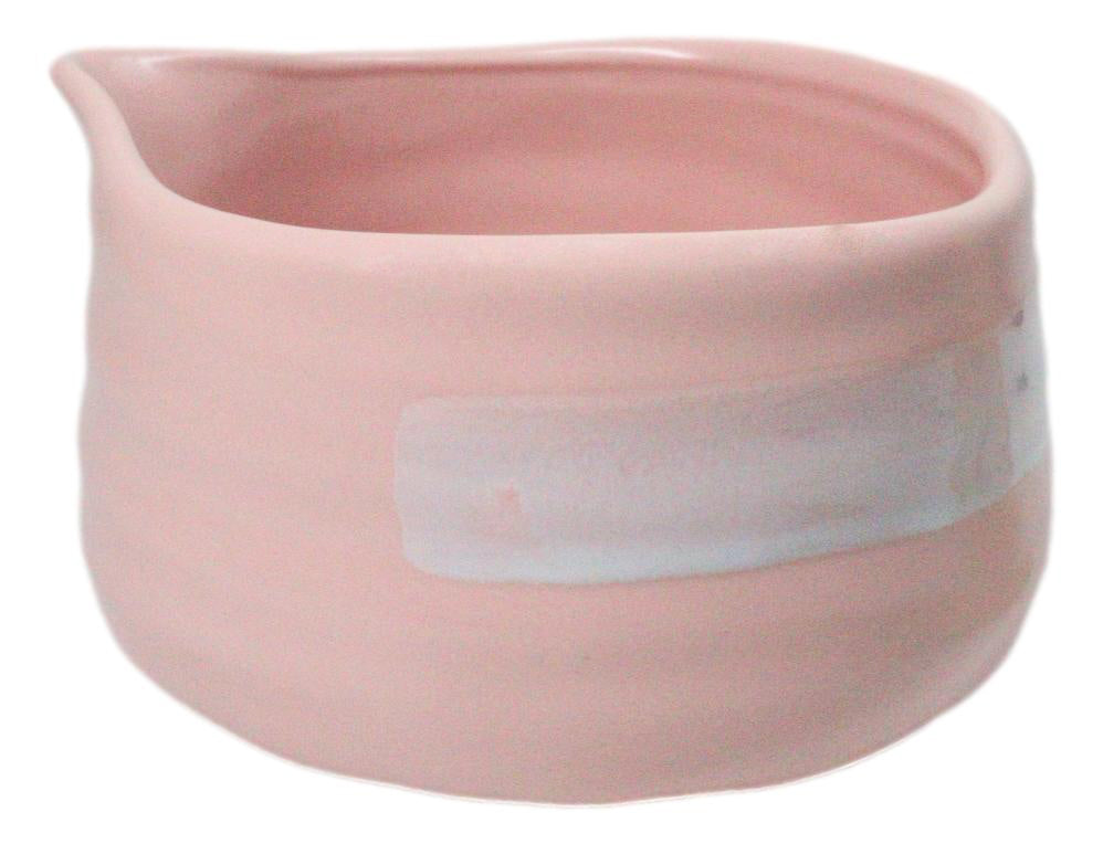 Pink White Brushstroke Ceramic Japanese Matcha Green Tea Bowl Whisk & Scoop Set