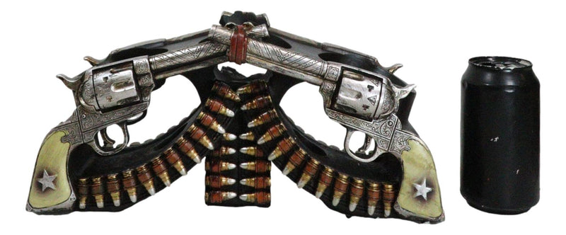 Western Cowboy Double Six Shooter Gun Pistols With Bullets 2 Slots Wine Holder