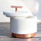 Set Of 4 Marble And Copper Hardware Round Canister Container Storage Jars W/ Lid