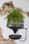 Rustic Traditional Black Clay Pot Wall Planter With Drip Dish And Wire Stand
