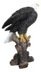 Large 21"H American Pride Bald Eagle Perching On Tree Stump Statue Patriotic Art