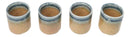 Set of 4 Artistic Blue River Sand Ao Nagashi Porcelain 1.25oz Ochoko Yuzu Cups