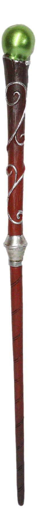 Sorcery Witchcraft Faux Wood Silver Scrollwork Golden Pearl Magic Wand 14"L
