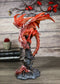 Wizard Fantasy Red Volcanic Dragon Perching On Rune Stone Tower Rock Figurine