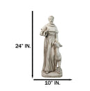 Catholic Church Saint Francis With Deer And Bird Large Outdoor Statue 24" Tall