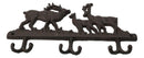 Rustic Deer Stag Doe and Fawn Family Antlers Cast Iron 6 Peg Wall Hook Sculpture