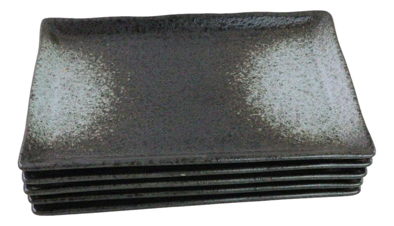Pack Of 5 Grey Tone Hakumu Ceramic Collection Rectangular Sushi Plates 7.75" L