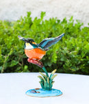 Blue Kingfisher Bird Pewter Austrian Crystals Jeweled Trinket Jewelry Box