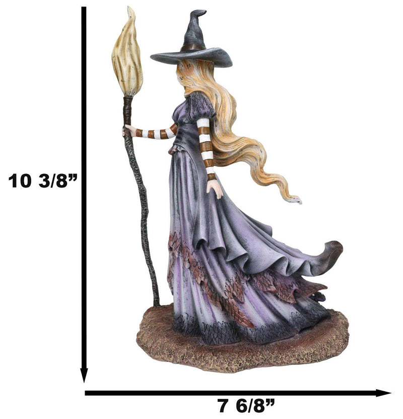 Amy Brown Fantasy Halloween Bewitching Autumn Witch With Broomstick Figurine